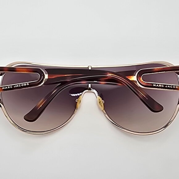 Marc Jacobs MJ106/S Gold Havana Frame Brown Gradient Lens Shield Sunglasses